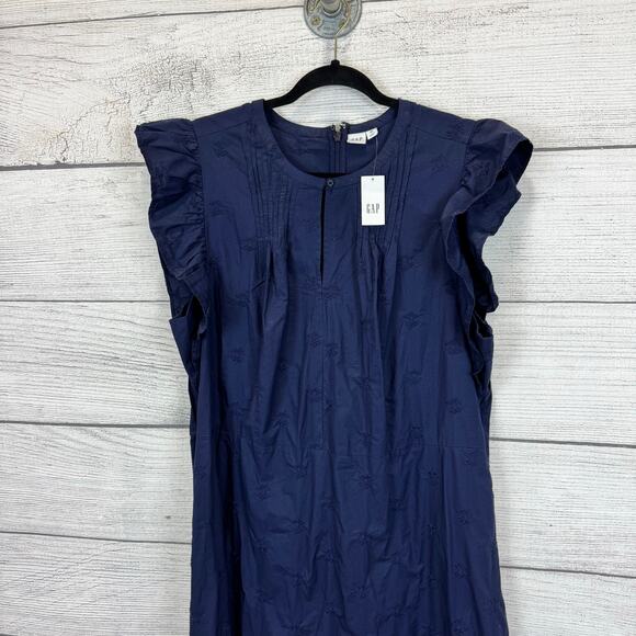 Gap Plus Size Navy Eyelet Flutter Sleeve Embroidered Dress Size 20 - Picture 2 of 8